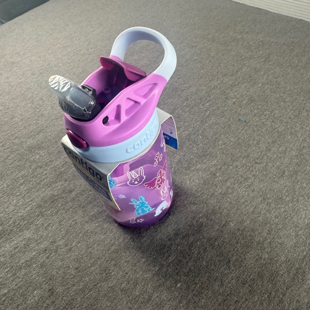 Contigo Kids 14oz Water Bottle Easy Clean Lid Purple Unicorn Bunny BPA Free - Picture 4 of 7
